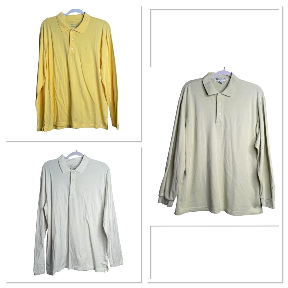 Coolibar Lot Of 3 Long Sleeve Polo Shirt Large White UV Sun Protection UPF50